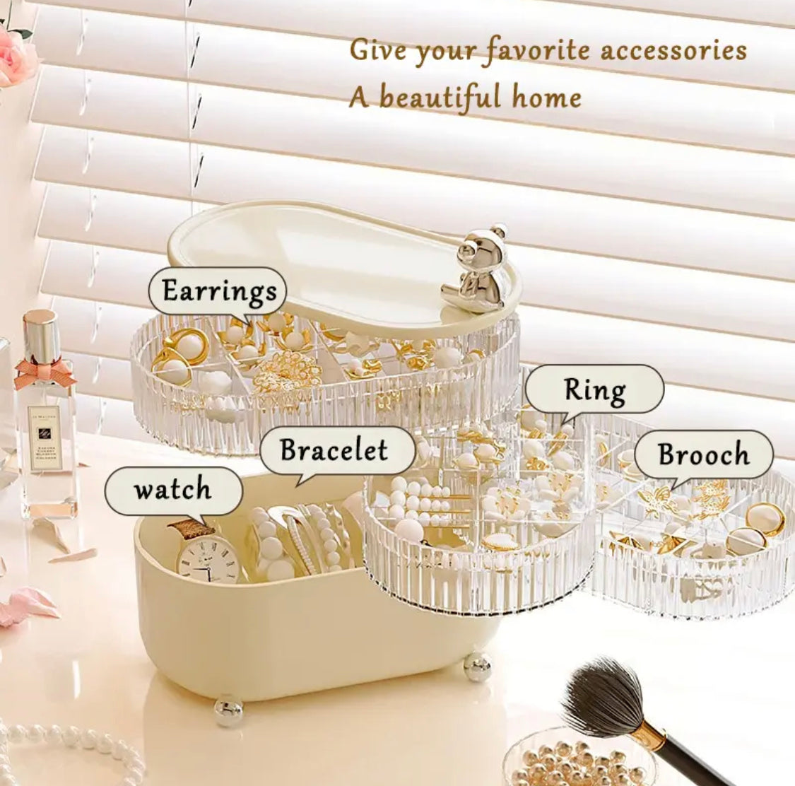 Multi-layered Dustproof Makeup Organizer, Rotating Cosmetic Desktop Storage Box, Luxury Transparent Jewellery Cosmetic Box Multi-layered Dustproof Makeup Organizer, Rotating Cosmetic Desktop Storage Box, Luxury Transparent Jewellery Cosmetic Box